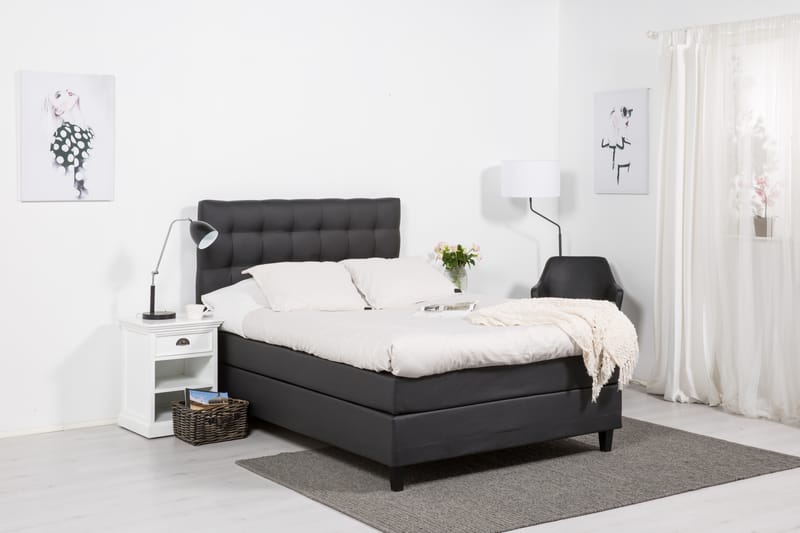 Hilton Lyx Sängpaket 120x200Konstläder  Svart/Ljusgrå - Svart/Ljusgrå - Möbler - Säng - Komplett sängpaket
