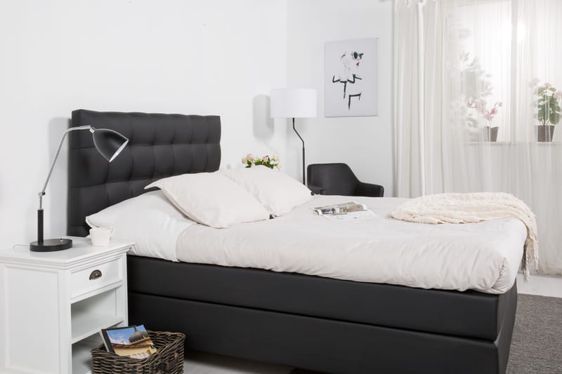 Hilton Lyx Sängpaket 120x200Konstläder  Svart/Ljusgrå - Svart/Ljusgrå - Möbler - Säng - Komplett sängpaket