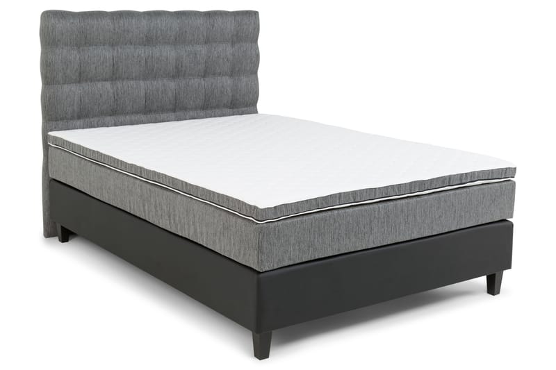 Hilton Lyx Sängpaket 120x200Konstläder/Tyg  Svart/Ljusgr - Svart/Ljusgrå - Möbler - Säng - Komplett sängpaket