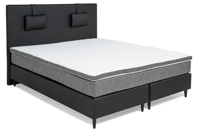 Hilton Lyx Sängpaket 180x200 Konstläder/Tyg - Svart/Ljusgrå - Möbler - Säng - Komplett sängpaket