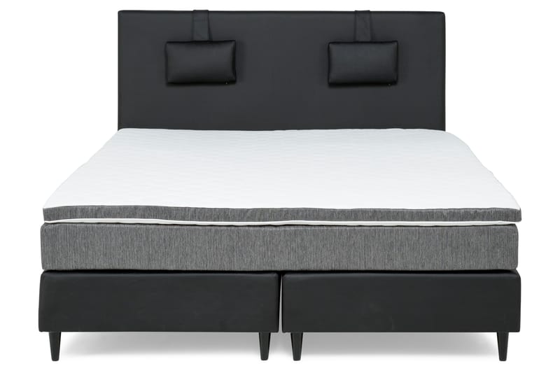 Hilton Lyx Sängpaket 180x200 Konstläder/Tyg - Svart/Ljusgrå - Möbler - Säng - Komplett sängpaket
