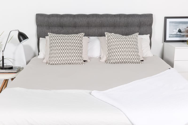 Hilton Lyx Sängpaket 180x200Konstläder/Tyg Sockel  Svart - Svart/Ljusgrå - Komplett sängpaket - Kontinentalsäng - Dubbelsäng
