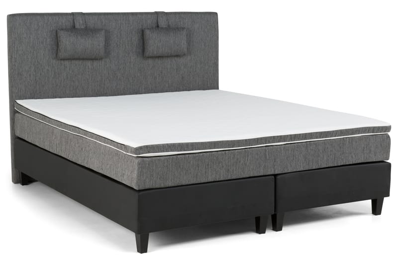 Hilton Lyx Sängpaket 180x200Konstläder/Tyg  Svart/Ljusgr - Svart/Ljusgrå - Möbler - Säng - Komplett sängpaket