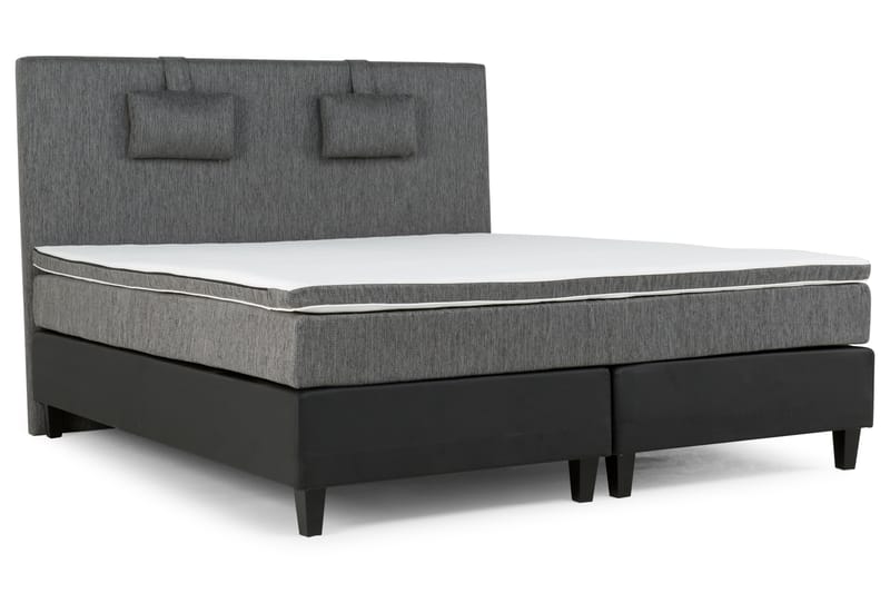 Hilton Lyx Sängpaket 180x200Konstläder/Tyg  Svart/Ljusgr - Svart/Ljusgrå - Möbler - Säng - Komplett sängpaket