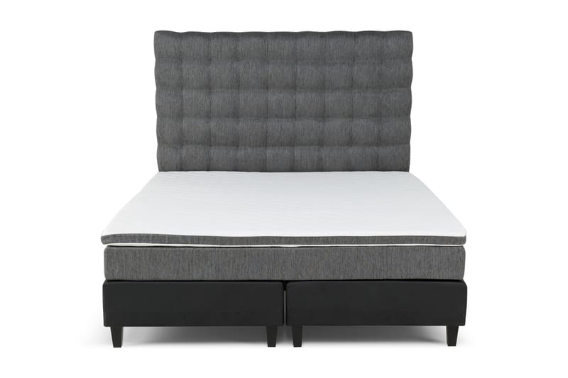 Hilton Lyx Sängpaket 180x200Konstläder/Tyg  Svart/Ljusgr - Svart/Ljusgrå - Möbler - Säng - Komplett sängpaket