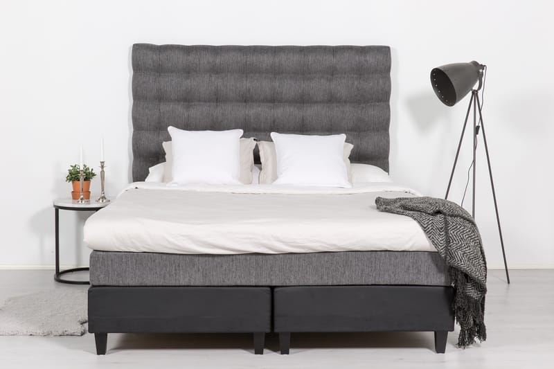 Hilton Lyx Sängpaket 180x200Konstläder/Tyg  Svart/Ljusgr - Svart/Ljusgrå - Möbler - Säng - Komplett sängpaket