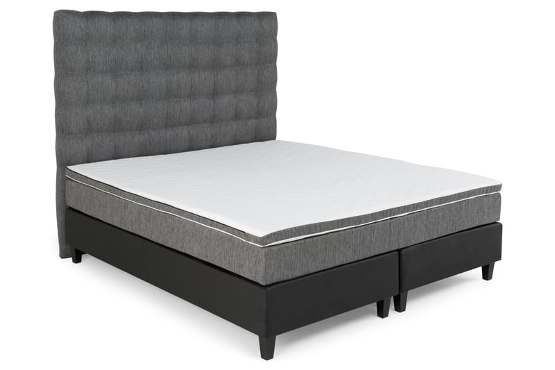 Hilton Lyx Sängpaket 180x200Konstläder/Tyg  Svart/Ljusgr - Svart/Ljusgrå - Möbler - Säng - Komplett sängpaket