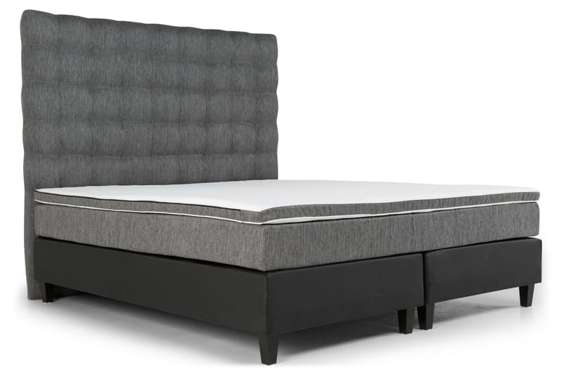 Hilton Lyx Sängpaket 180x200Konstläder/Tyg  Svart/Ljusgr - Svart/Ljusgrå - Möbler - Säng - Komplett sängpaket