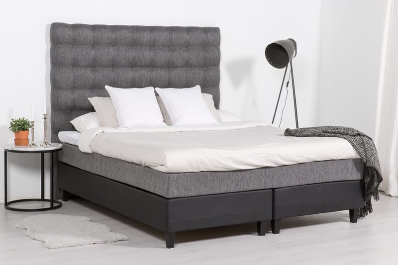 Hilton Lyx Sängpaket 180x200Konstläder/Tyg  Svart/Ljusgr - Svart/Ljusgrå - Möbler - Säng - Komplett sängpaket