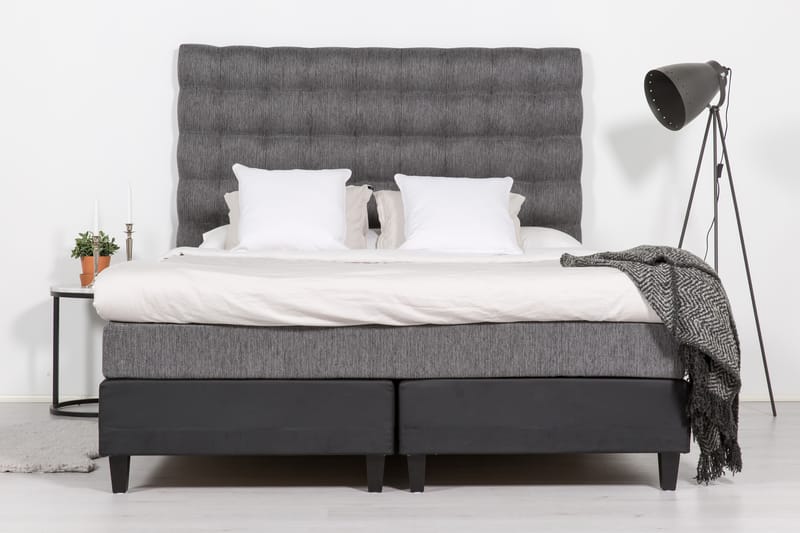 Hilton Lyx Sängpaket 180x200Konstläder/Tyg  Svart/Ljusgr - Svart/Ljusgrå - Möbler - Säng - Komplett sängpaket
