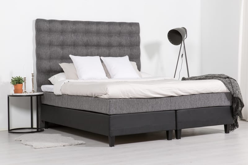 Hilton Lyx Sängpaket 180x200Konstläder/Tyg  Svart/Ljusgr - Svart/Ljusgrå - Möbler - Säng - Komplett sängpaket