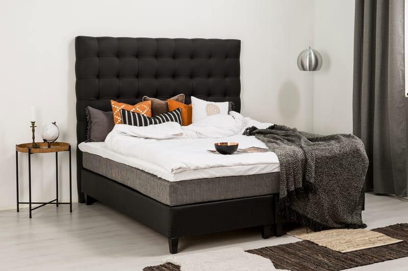 Hilton Lyx Sängpaket 180x200Konstläder/Tyg  Svart/Ljusgr - Svart/Ljusgrå - Möbler - Säng - Komplett sängpaket
