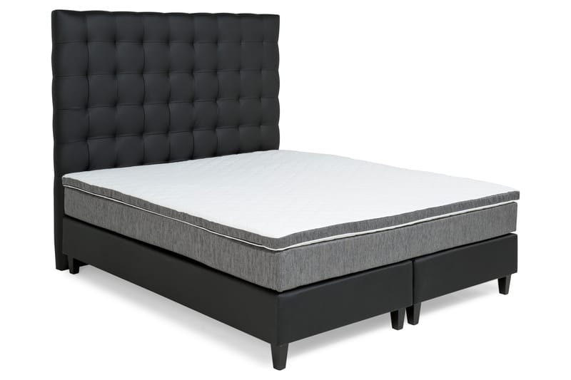 Hilton Lyx Sängpaket 180x200Konstläder/Tyg  Svart/Ljusgr - Svart/Ljusgrå - Möbler - Säng - Komplett sängpaket