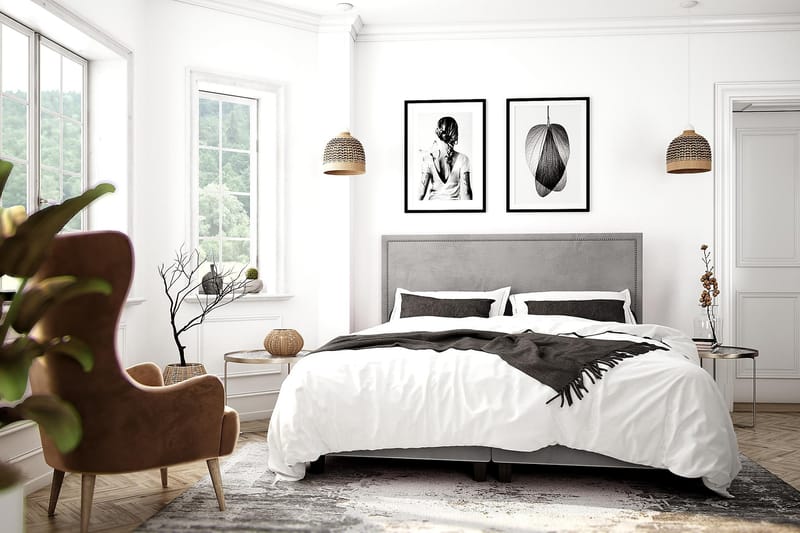 Hilton Lyx Velvet 140x200 - Ljusgrå - Möbler - Säng - Kontinentalsäng