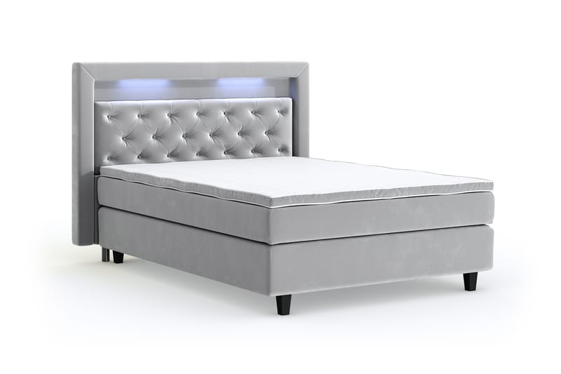Hilton Lyx Velvet Sängpaket 120x200 cm - Ljusgrå - Möbler - Säng - Komplett sängpaket