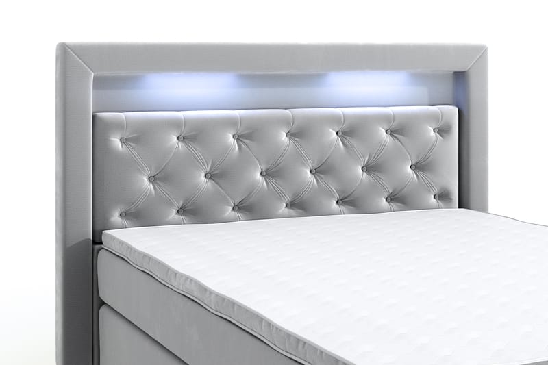Hilton Lyx Velvet Sängpaket 120x200 cm - Ljusgrå - Komplett sängpaket - Kontinentalsäng