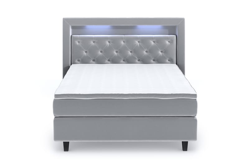 Hilton Lyx Velvet Sängpaket 120x200 cm - Ljusgrå - Möbler - Säng - Komplett sängpaket