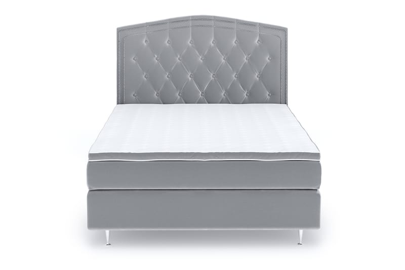 Hilton Lyx Velvet Sängpaket 120x200 cm - Ljusgrå - Möbler - Säng - Komplett sängpaket