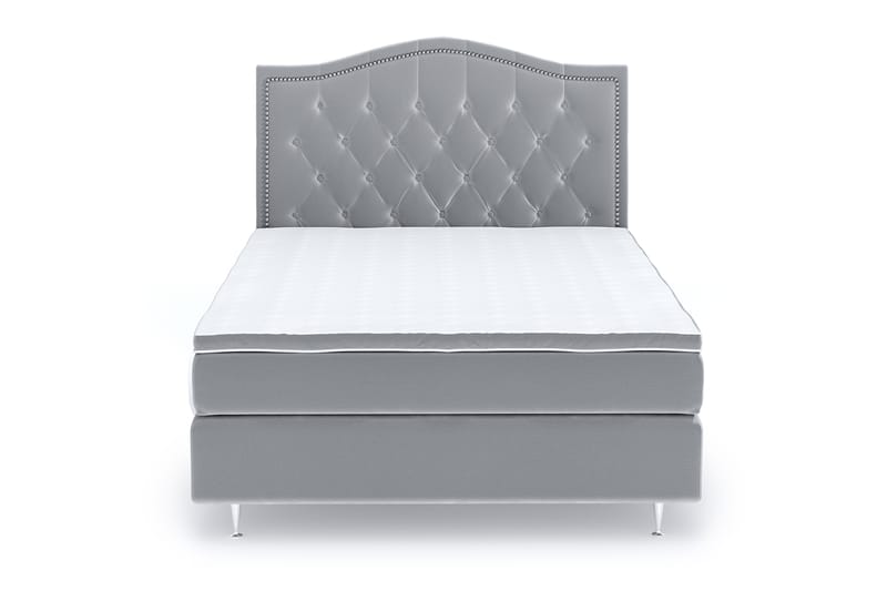Hilton Lyx Velvet Sängpaket 120x200 cm - Ljusgrå - Möbler - Säng - Komplett sängpaket