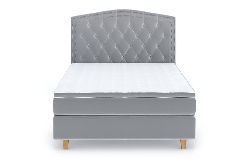 Hilton Lyx Velvet Sängpaket 120x200 cm - Ljusgrå - Möbler - Säng - Komplett sängpaket