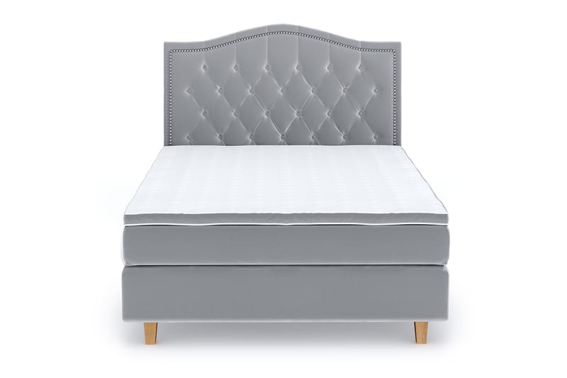 Hilton Lyx Velvet Sängpaket 120x200 cm - Ljusgrå - Möbler - Säng - Komplett sängpaket