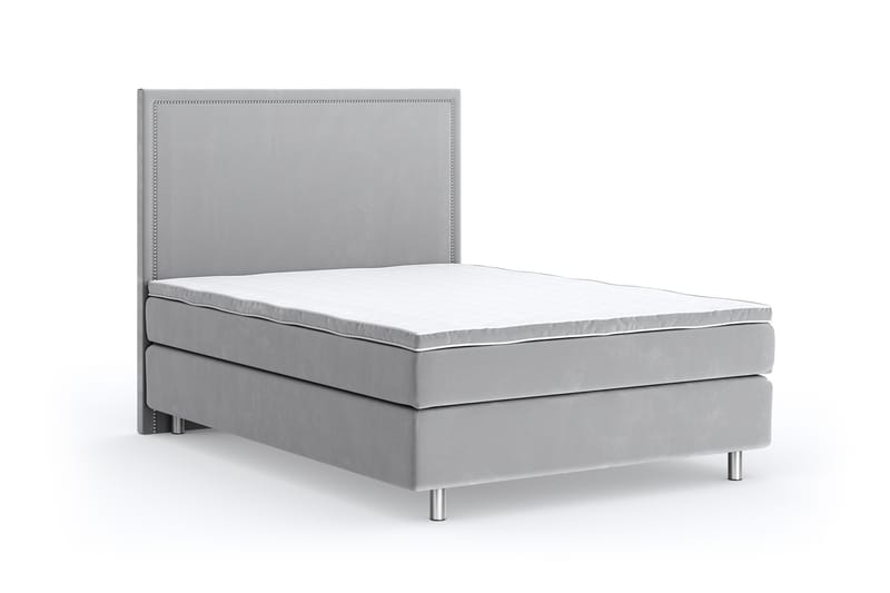 Hilton Lyx Velvet Sängpaket 120x200  Ljusgrå  Ljusgrå - Ljusgrå - Komplett sängpaket - Kontinentalsäng