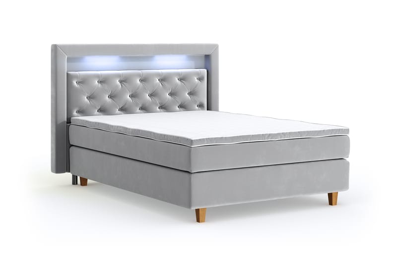 Hilton Lyx Velvet Sängpaket 120x200 - Ljusgrå - Möbler - Säng - Komplett sängpaket