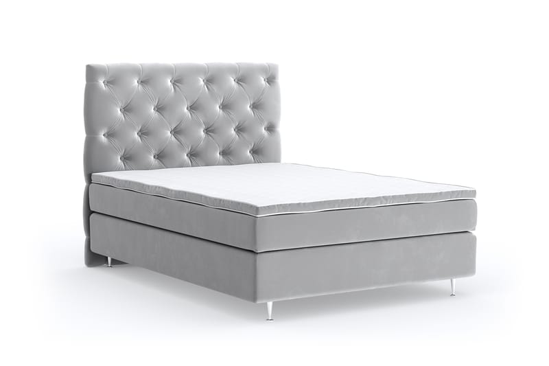 Hilton Lyx Velvet Sängpaket 120x200 - Ljusgrå - Möbler - Säng - Komplett sängpaket