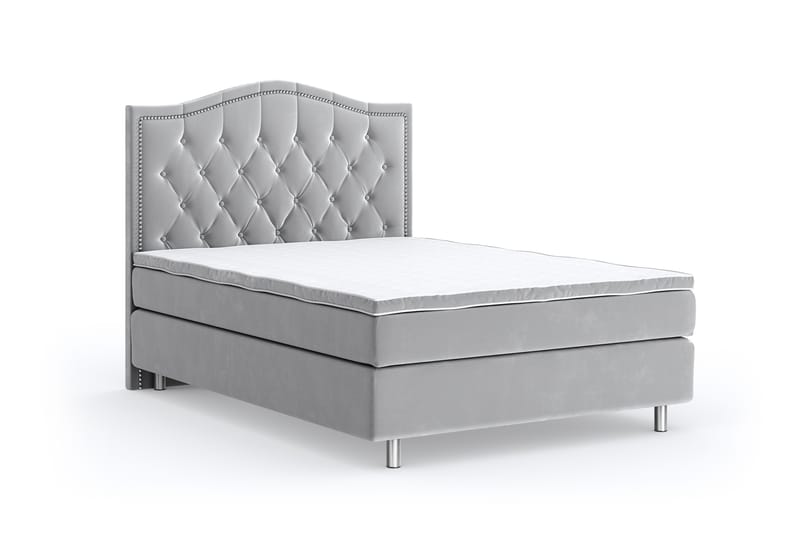 Hilton Lyx Velvet Sängpaket 120x200 - Ljusgrå - Möbler - Säng - Komplett sängpaket