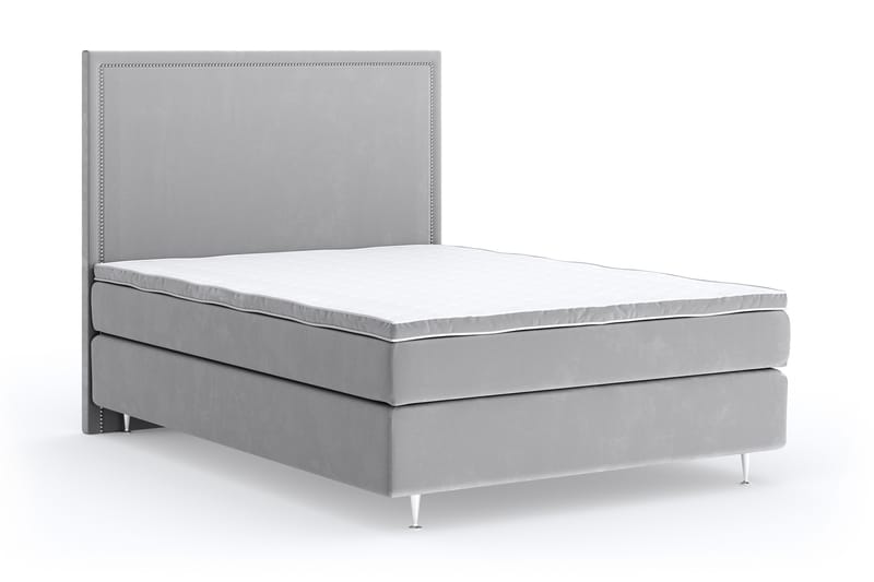 Hilton Lyx Velvet Sängpaket 120x200 - Ljusgrå - Möbler - Säng - Komplett sängpaket