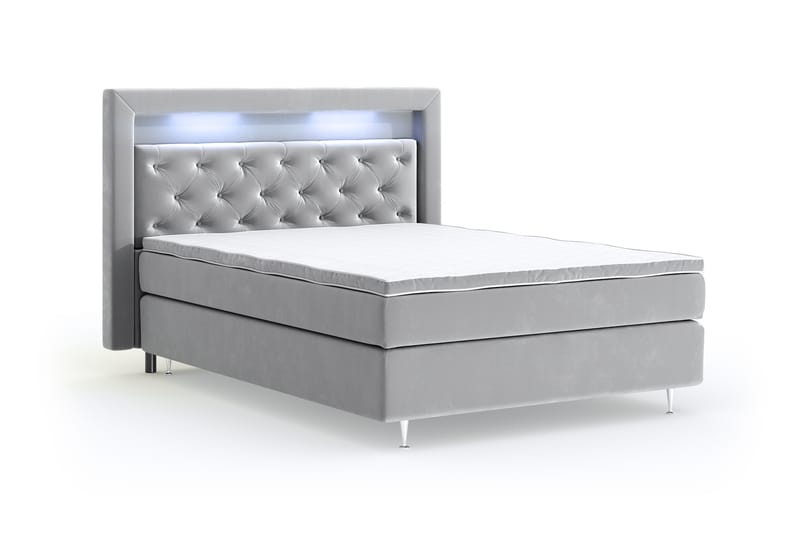 Hilton Lyx Velvet Sängpaket 120x200 - Ljusgrå - Möbler - Säng - Komplett sängpaket