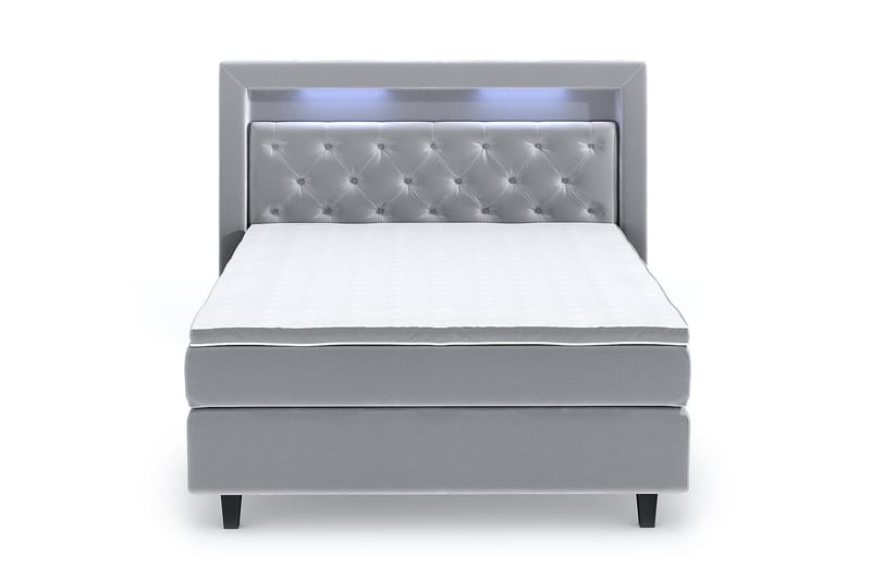 Hilton Lyx Velvet Sängpaket 140x200 cm - Ljusgrå - Möbler - Säng - Komplett sängpaket
