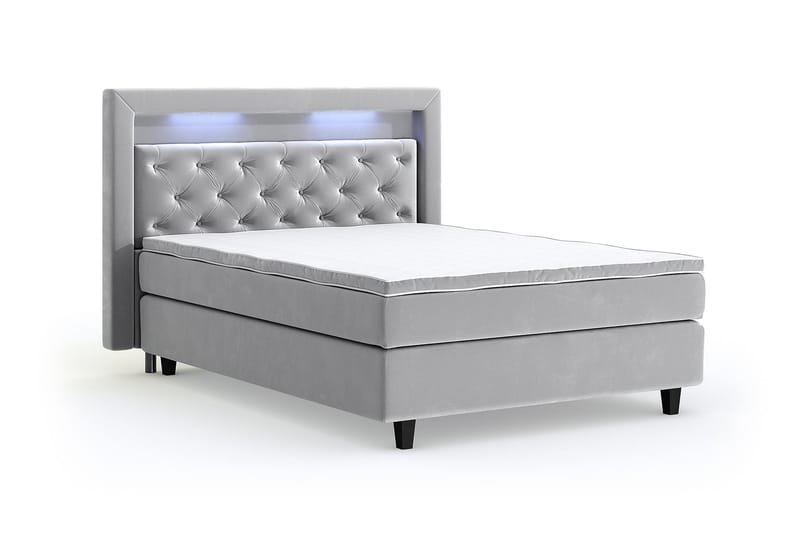Hilton Lyx Velvet Sängpaket 140x200 cm - Ljusgrå - Komplett sängpaket - Kontinentalsäng - Dubbelsäng