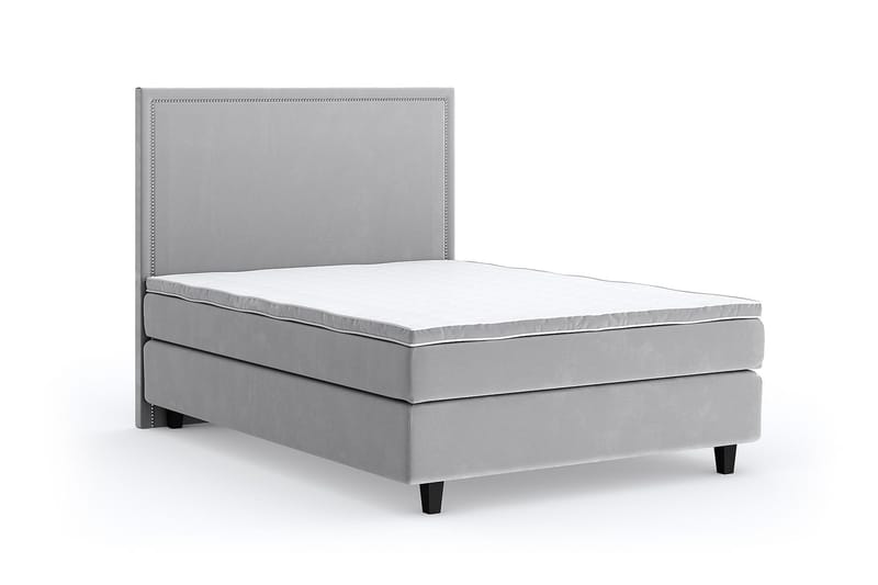 Hilton Lyx Velvet Sängpaket 140x200 Ljusgrå  Ljusgrå - Ljusgrå - Möbler - Säng - Komplett sängpaket