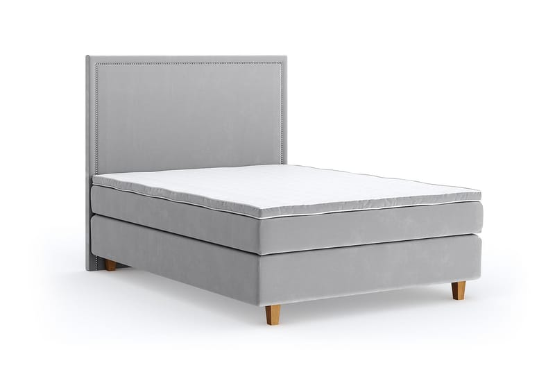 Hilton Lyx Velvet Sängpaket 140x200  Ljusgrå - Ljusgrå - Komplett sängpaket - Kontinentalsäng - Dubbelsäng
