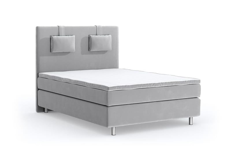 Hilton Lyx Velvet Sängpaket 140x200 - Ljusgrå - Möbler - Säng - Komplett sängpaket