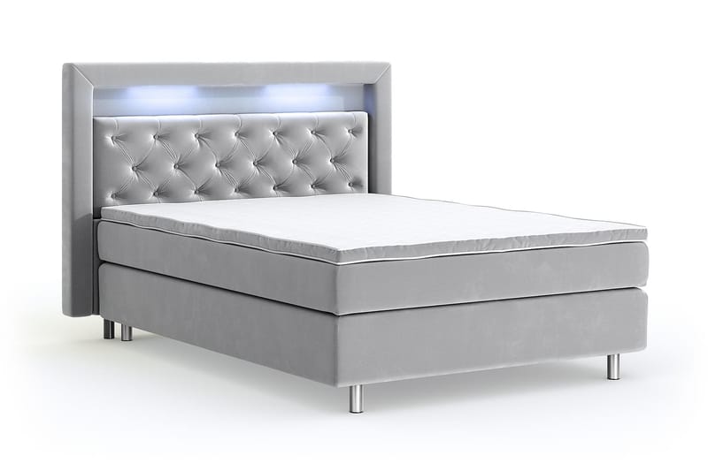 Hilton Lyx Velvet Sängpaket 140x200 - Ljusgrå - Komplett sängpaket - Kontinentalsäng - Dubbelsäng