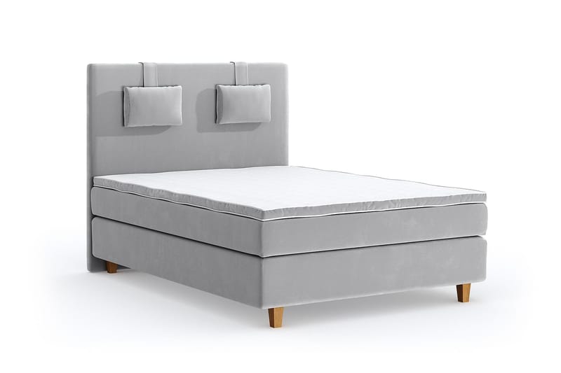 Hilton Lyx Velvet Sängpaket 140x200 - Ljusgrå - Möbler - Säng - Komplett sängpaket