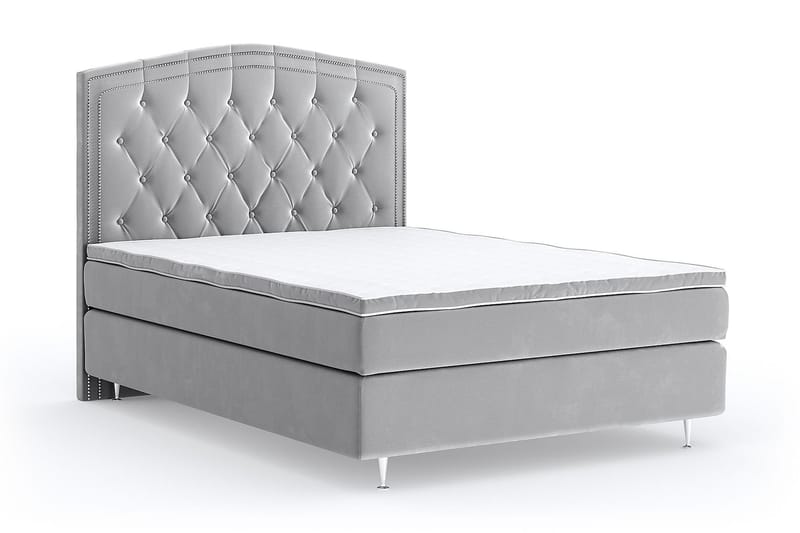 Hilton Lyx Velvet Sängpaket 140x200 - Ljusgrå - Möbler - Säng - Komplett sängpaket