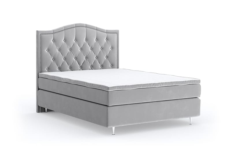 Hilton Lyx Velvet Sängpaket 140x200 - Ljusgrå - Möbler - Säng - Komplett sängpaket