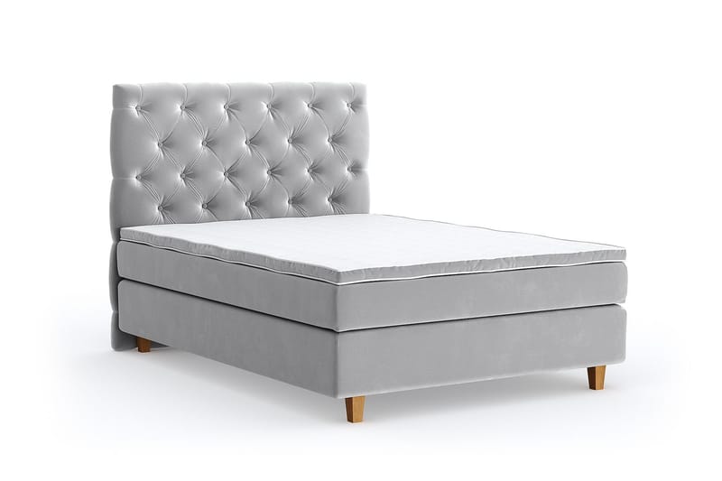 Hilton Lyx Velvet Sängpaket 140x200 - Ljusgrå - Möbler - Säng - Komplett sängpaket