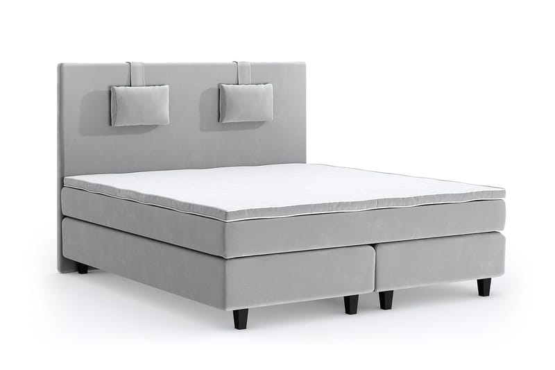 Hilton Lyx Velvet Sängpaket 160x200 cm - Ljusgrå - Möbler - Säng - Komplett sängpaket