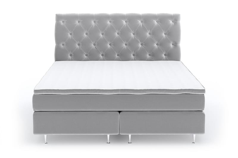 Hilton Lyx Velvet Sängpaket 160x200 cm - Ljusgrå - Möbler - Säng - Komplett sängpaket