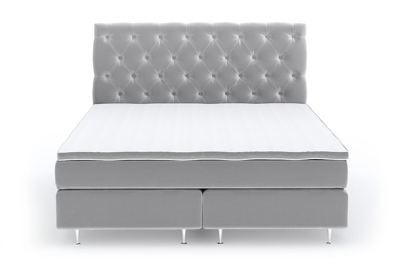 Hilton Lyx Velvet Sängpaket 160x200 cm - Ljusgrå - Dubbelsäng - Komplett sängpaket - Kontinentalsäng
