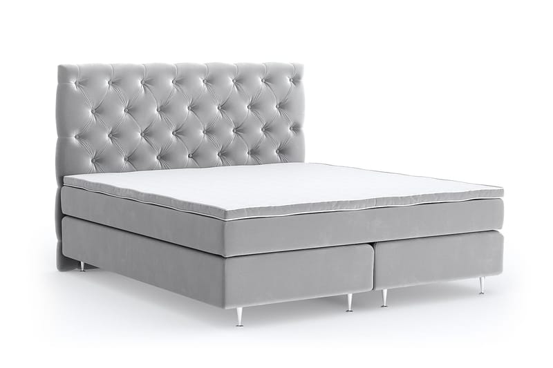 Hilton Lyx Velvet Sängpaket 160x200 cm - Ljusgrå - Möbler - Säng - Komplett sängpaket