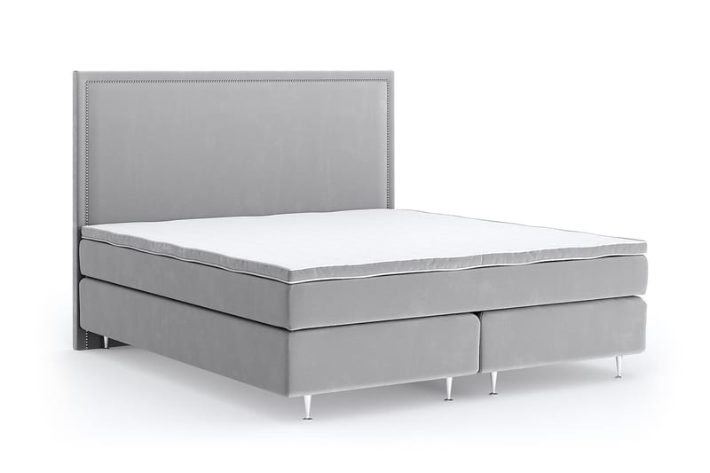 Hilton Lyx Velvet Sängpaket 160x200 cm - Ljusgrå - Möbler - Säng - Komplett sängpaket