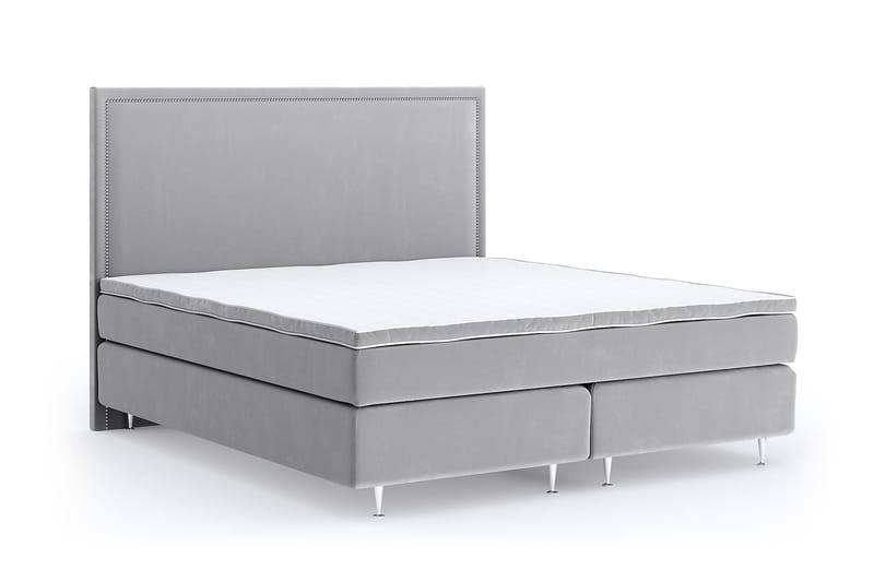 Hilton Lyx Velvet Sängpaket 160x200 cm - Ljusgrå - Dubbelsäng - Komplett sängpaket - Kontinentalsäng
