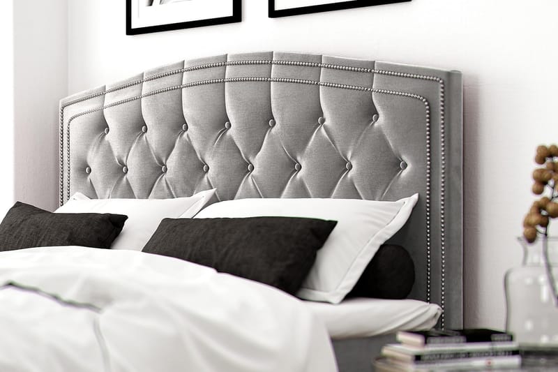 Hilton Lyx Velvet Sängpaket 160x200  Ljusgrå - Ljusgrå - Komplett sängpaket - Kontinentalsäng - Dubbelsäng