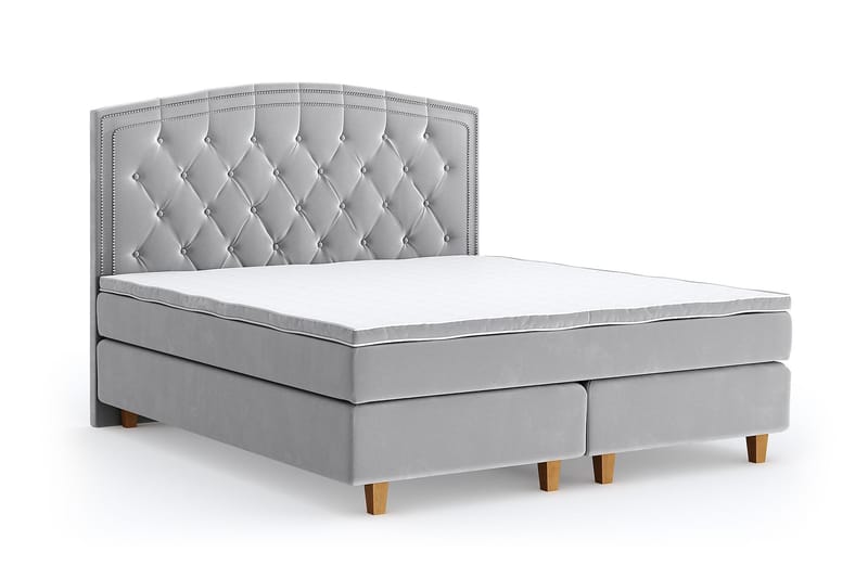 Hilton Lyx Velvet Sängpaket 160x200  Ljusgrå - Ljusgrå - Möbler - Säng - Komplett sängpaket