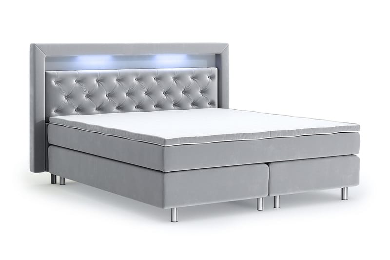 Hilton Lyx Velvet Sängpaket 160x200 - Ljusgrå - Möbler - Säng - Komplett sängpaket